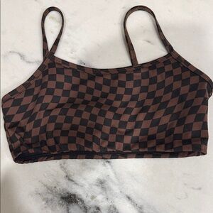Brown and Black Checkered Crop Top